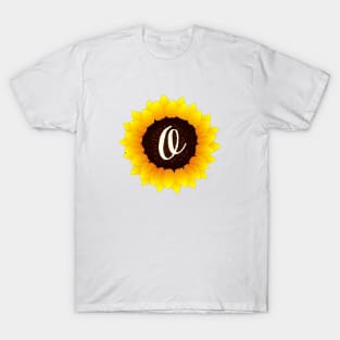 Floral Monogram O Bright Yellow Sunflower T-Shirt